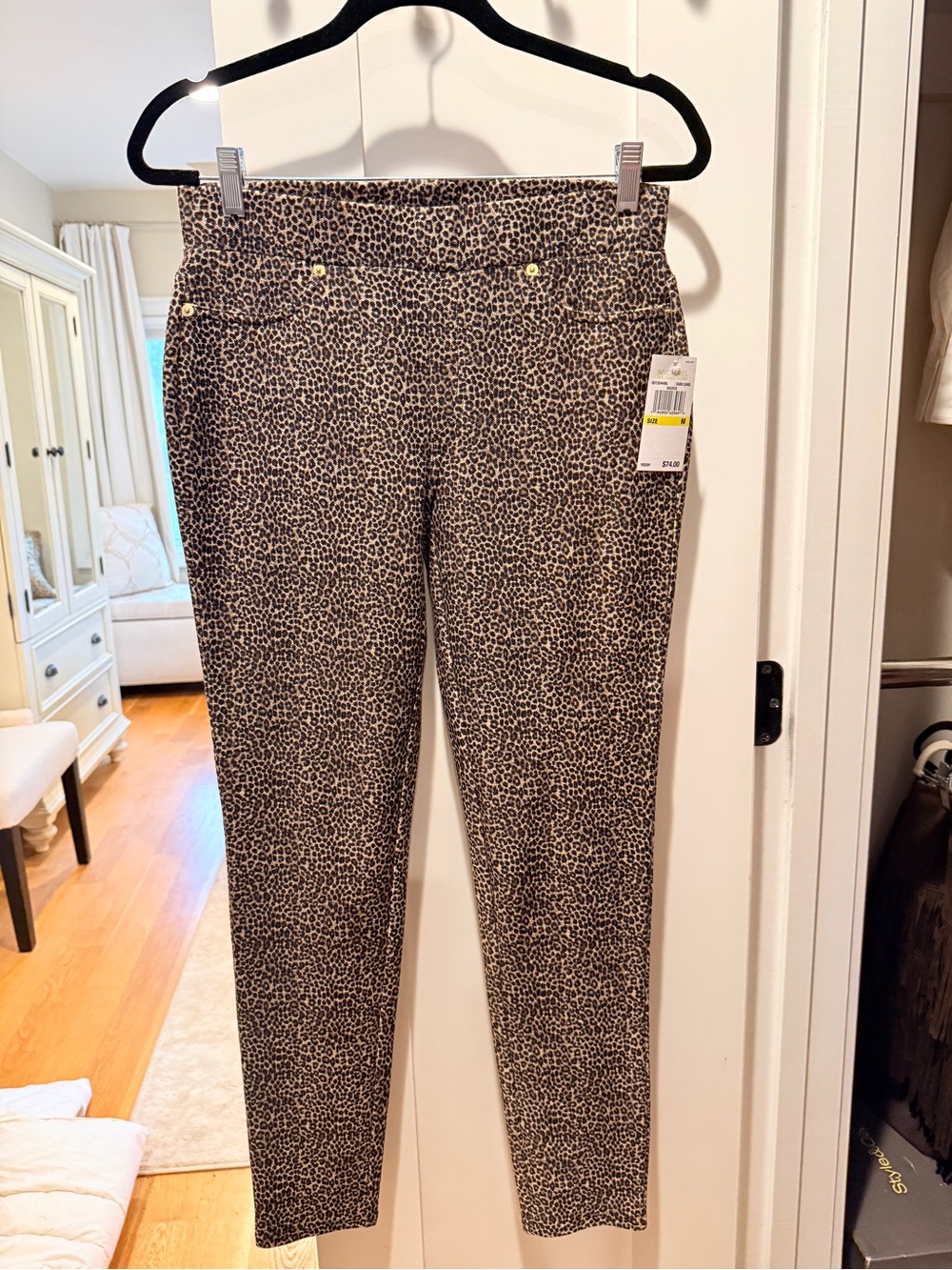 NWT MICHAEL Michael Kors Leopard Print Skinny Pants/Leggings, Size Medium